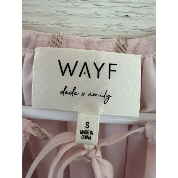 WAYF Dede x Emily Pink Swiss Dot Mini Dress Size S Romantic Ruffle Hem - Picture 5 of 9